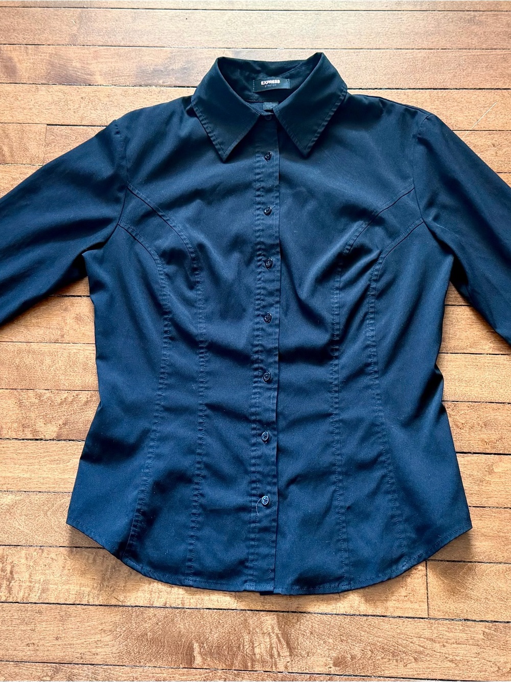 Express Stretch Fitted Button-Down Blouse Size 6